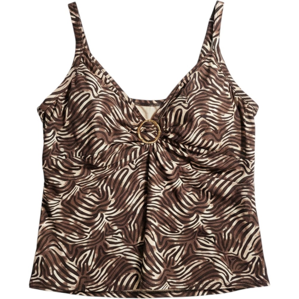 Coco Reef Zebra Print Underwire Tankini Top Brown Cream Plus Size 20W 42DD
